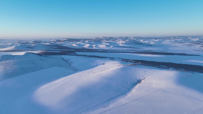 航拍内蒙古雪域雪原风光