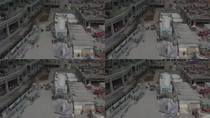 高端航拍城市建筑工人施工工地10