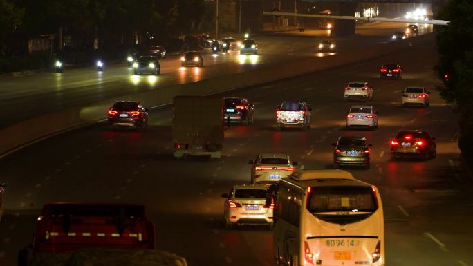 夜景车流延时光绘 衡阳长丰大道 衡州大道