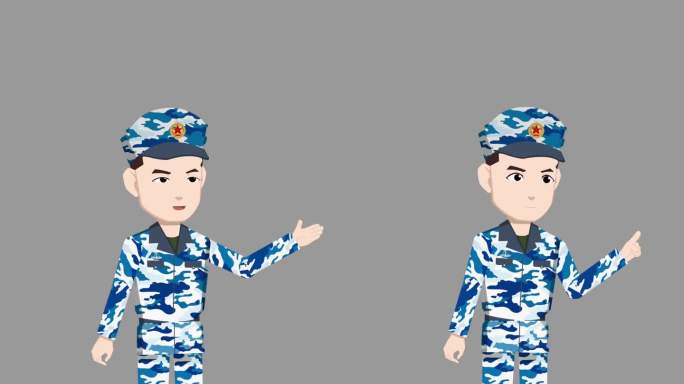 卡通MG动画角色演讲解说海军部队军人