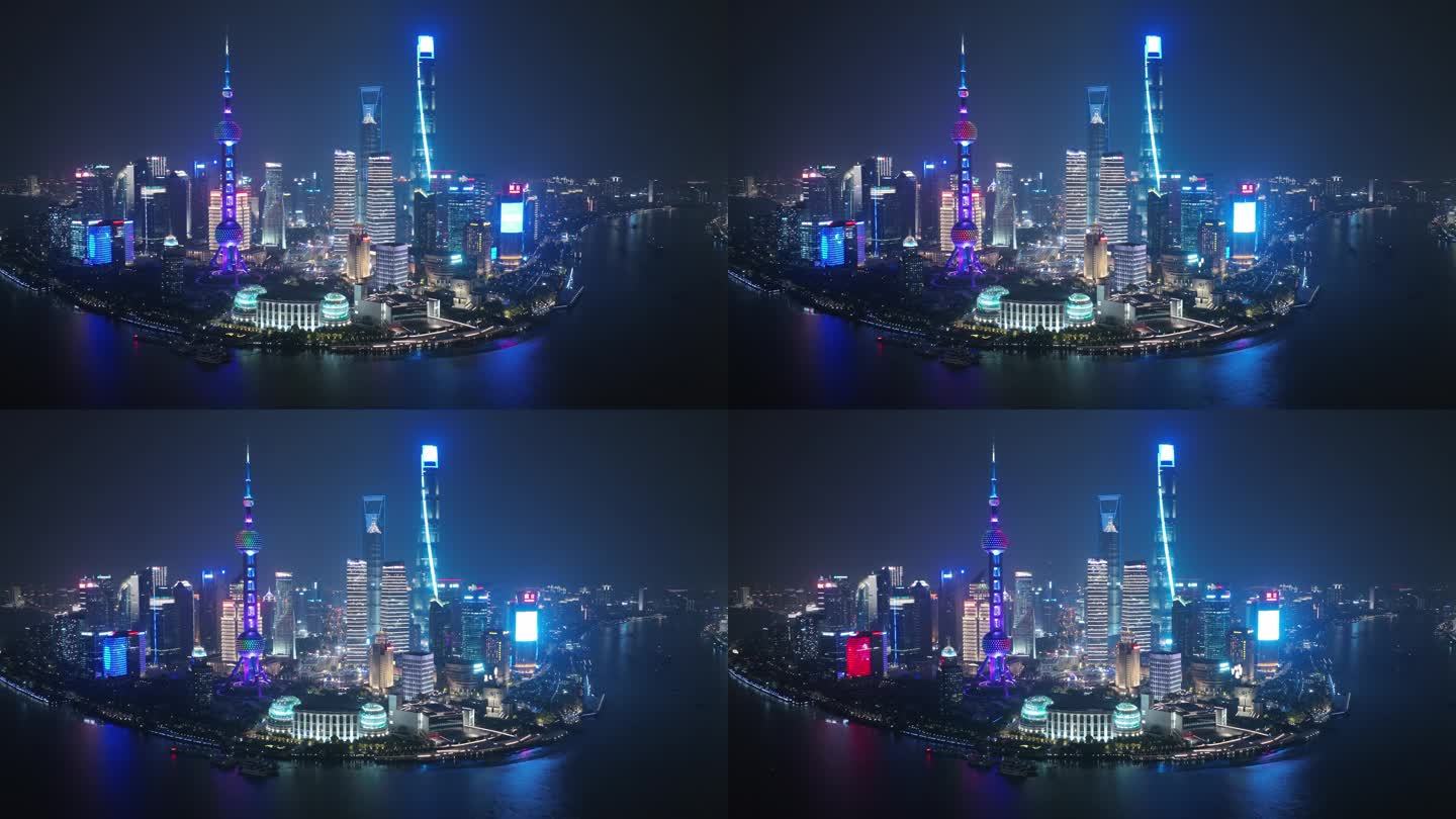 上海2022苏州河外滩疫情封控航拍夜景