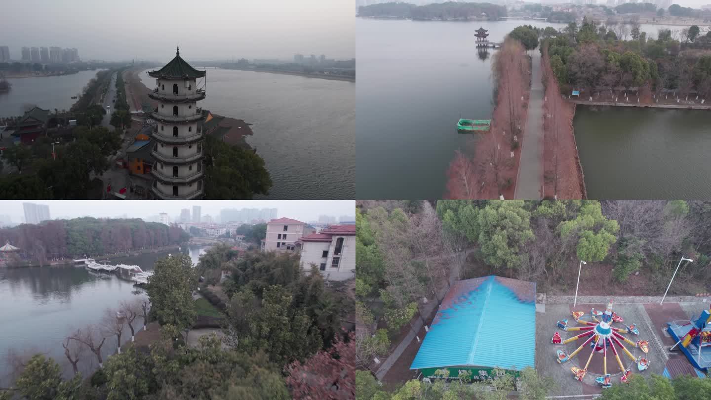 湖北黄石大冶搁锚湖风景航拍