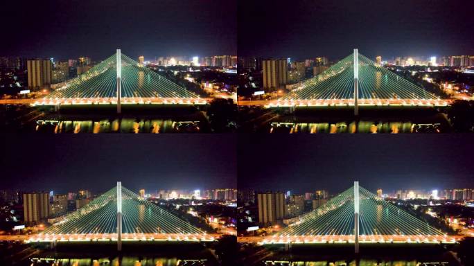 广西百色东合大桥右江风光城市夜景航拍4k