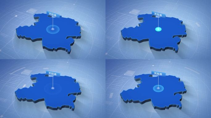 黔东南苗族侗族天柱县蓝色三维地图科技感