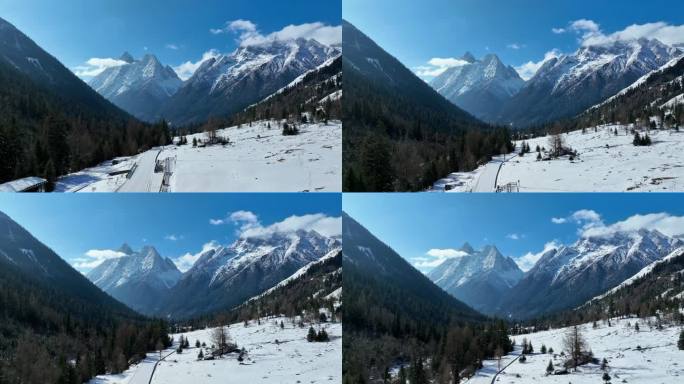 航拍四川阿坝四姑娘山双桥沟猎人峰雪山