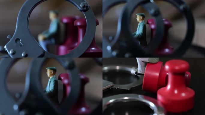 纪委反腐扫黑警示手铐嫌疑人公章意向镜头