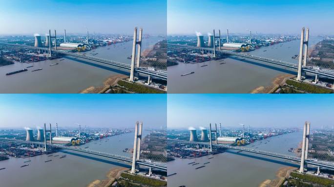 上海闵浦大桥航拍延时