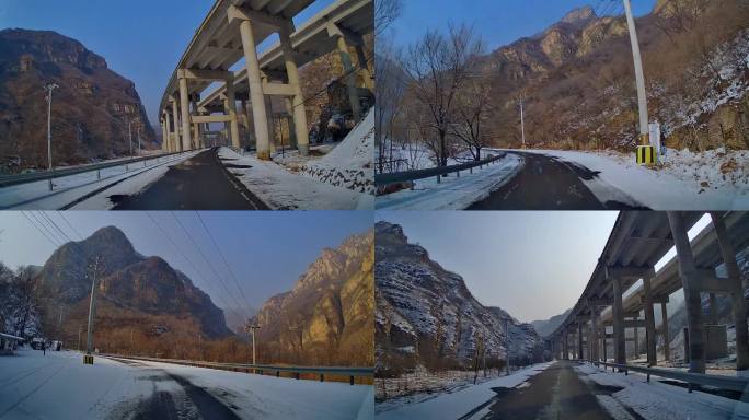 行车素材.北京白羊沟峡谷冬日残雪