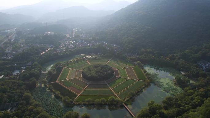 （原创可商）航拍杭州玉皇山八卦田遗址公园