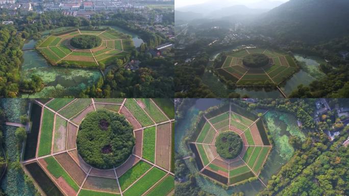 （原创可商）航拍杭州玉皇山八卦田遗址公园