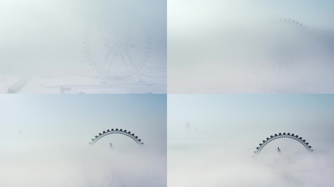 4K60帧哈尔滨冰雪大世界冰雪摩天轮航拍
