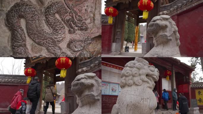 6条4K石狮子龙雕刻寺庙旅游素材