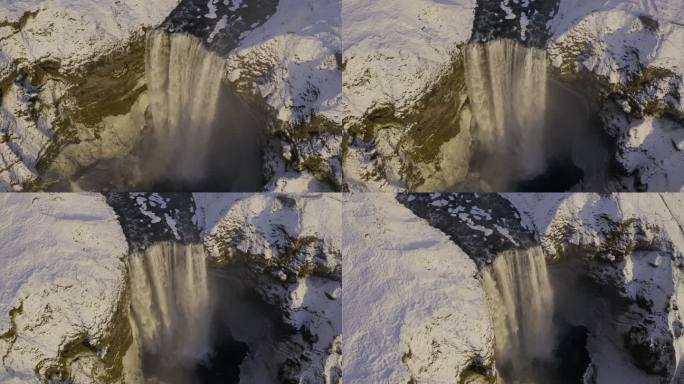4K北极冰岛雪山冰天雪地瀑布航拍大雪
