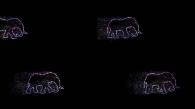 大象走路绚丽粒子素材象动画带通道