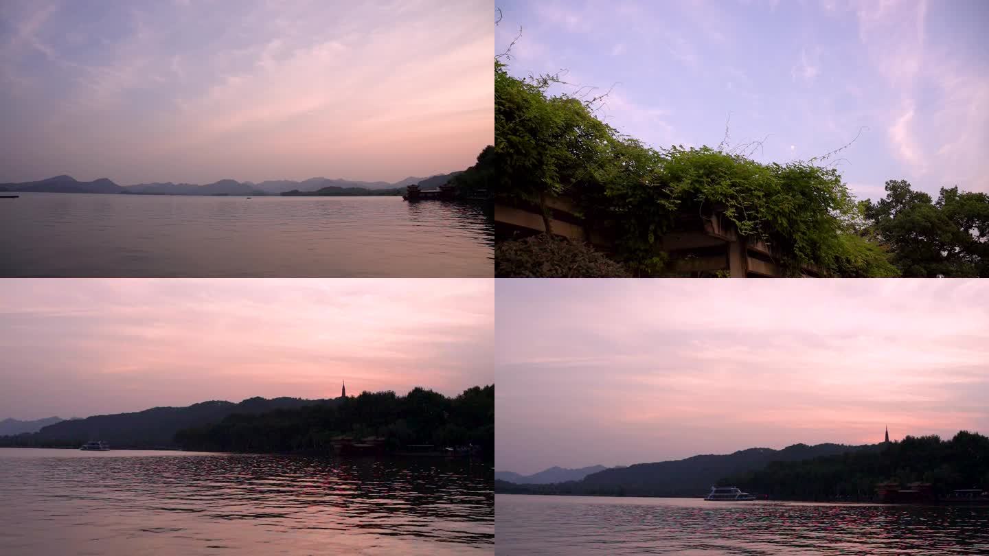 杭州西湖湖滨公园午后晚霞4K视频合集