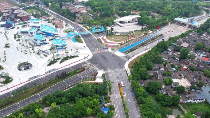 航拍自贡城市道路