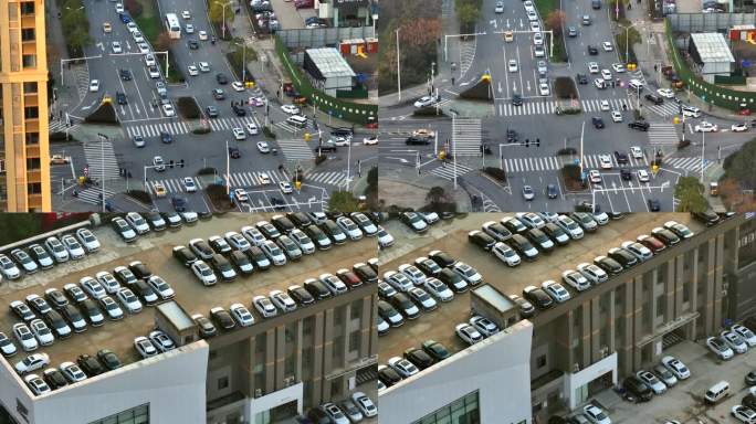 城市车流 城市大型停车场