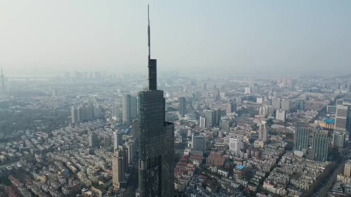 南京绿地中心紫峰大厦地标航拍4K素材