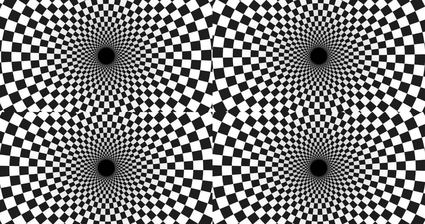 黑白格空间构成运动图形变化循环