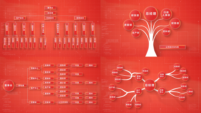 8款红色组织架构图