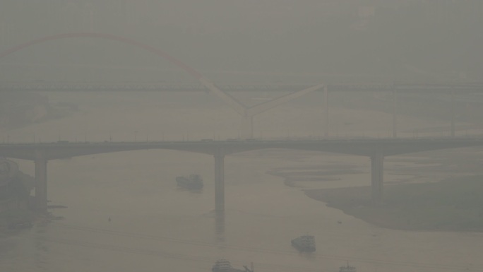 重庆-江上经济 灰度拍摄
