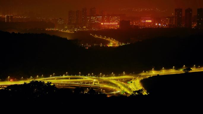 立交桥高架桥夜晚车流延时