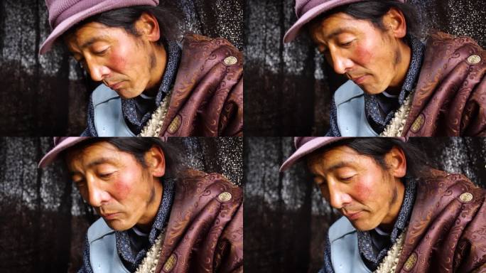 黑帐篷生活环境 好客的藏族牧民