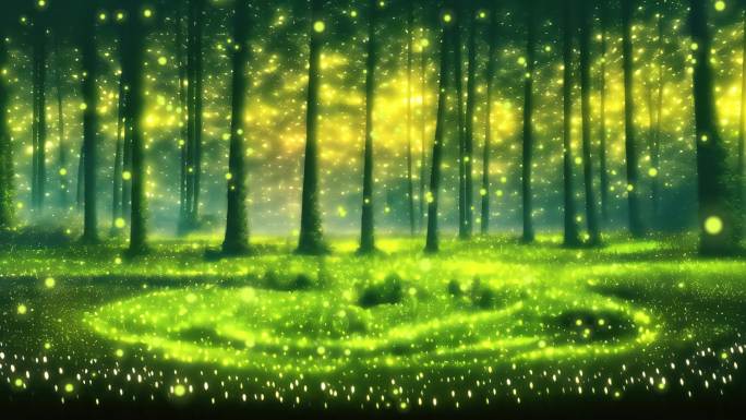 童话萤火虫森林4K高清循环背景
