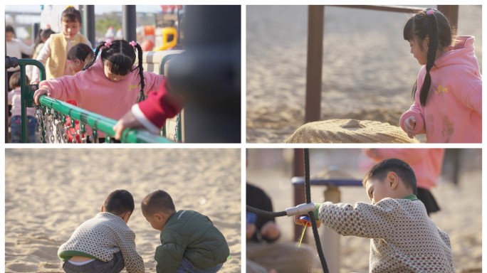 实拍福州金沙公园 小孩玩沙子