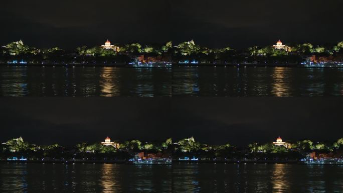 夜景  游船 灯光 景区 湖泊