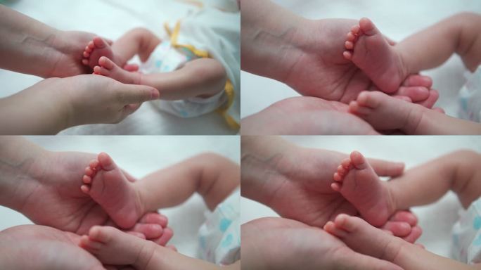 【4K原创】母亲双手捧着婴儿脚丫
