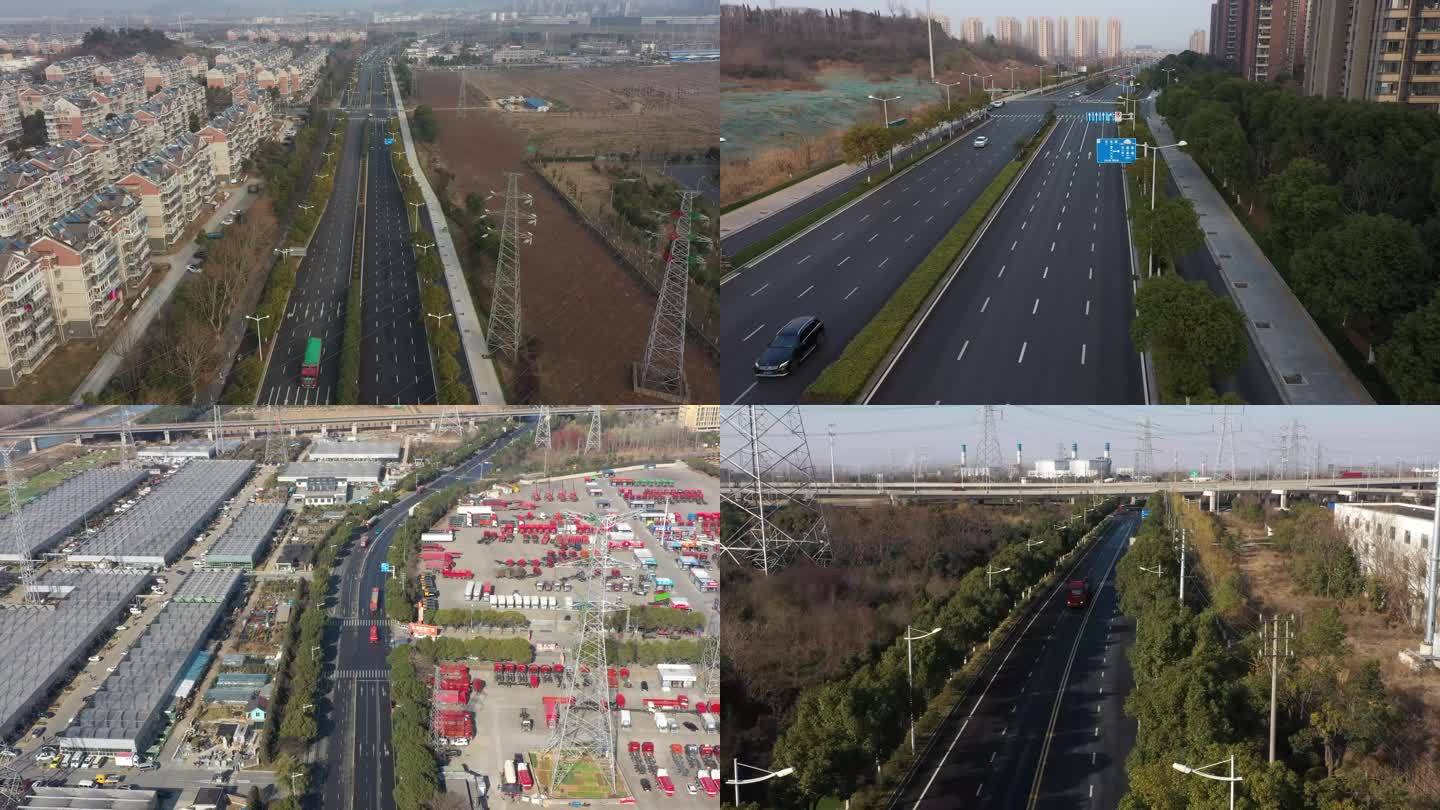 南京城市公路道路建设航拍