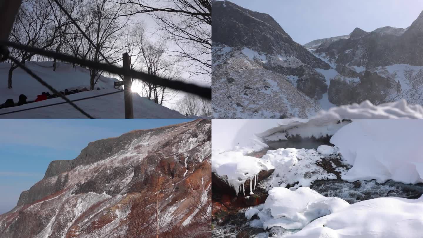 长白山天池冰雪温泉游客空镜升格