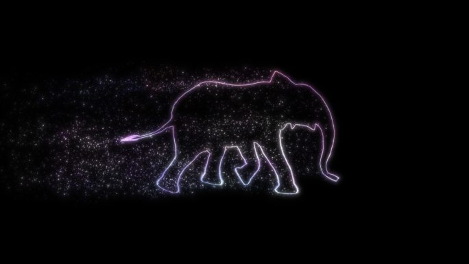 大象奔跑粒子动画彩色粒子带通道