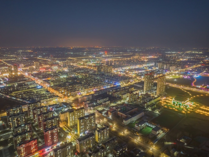 淄博高青夜景定向延时摄影航拍