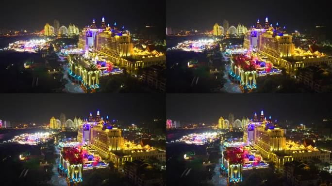 航拍西双版纳告庄夜市