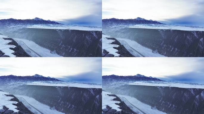 航拍新疆冬天的独山子大峡谷