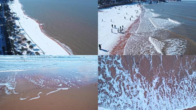 海岸线海边海浪浪花航拍空镜素材