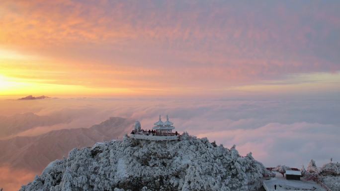 老君山雪景日出云海延时