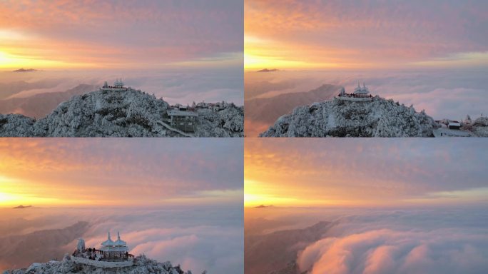 老君山雪景日出云海延时