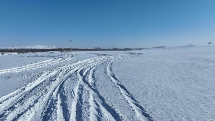 草原冰雪道路雪路风吹雪白毛风冰雪路面)