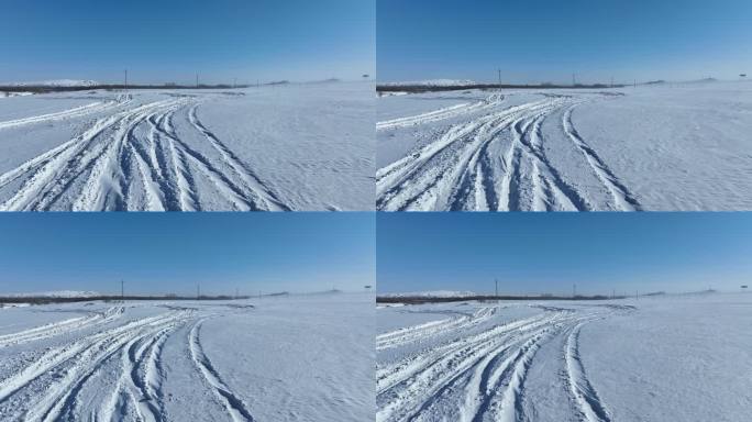 草原冰雪道路雪路风吹雪白毛风冰雪路面)