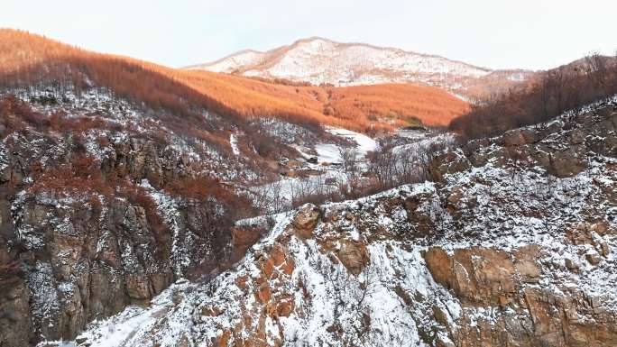 航拍本溪冬季大山沟