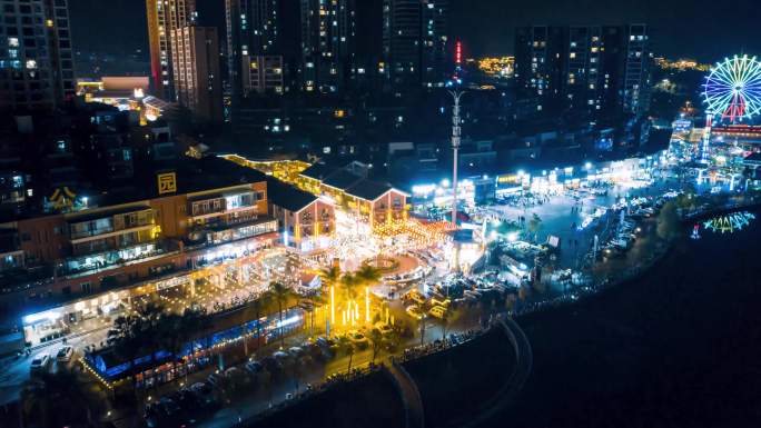 云南红河州建水紫陶街夜晚夜景全景环绕延时