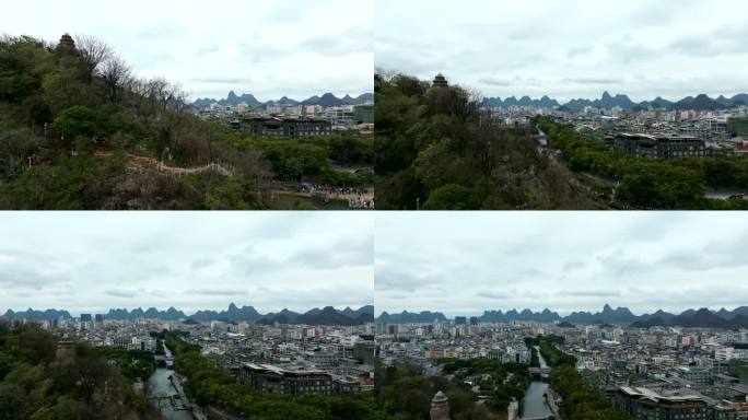 广西桂林城市市区航拍