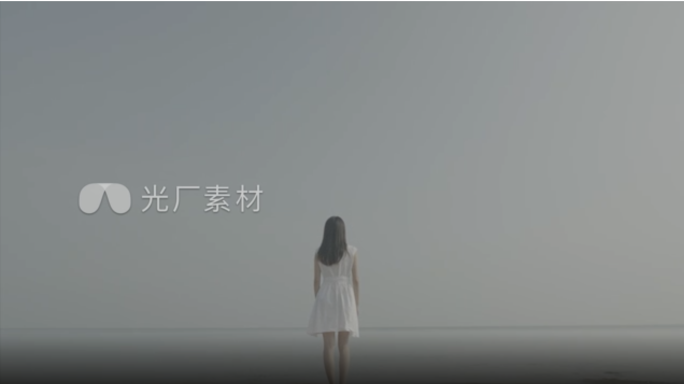 唯美美女海边散步