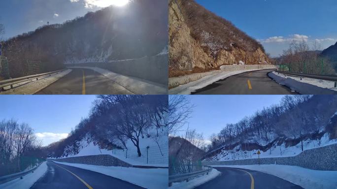 行车素材.海坨山松闫路跑山看雪