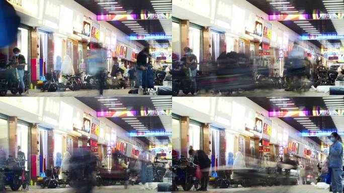 广州服装纺织面料批发市场人流延时