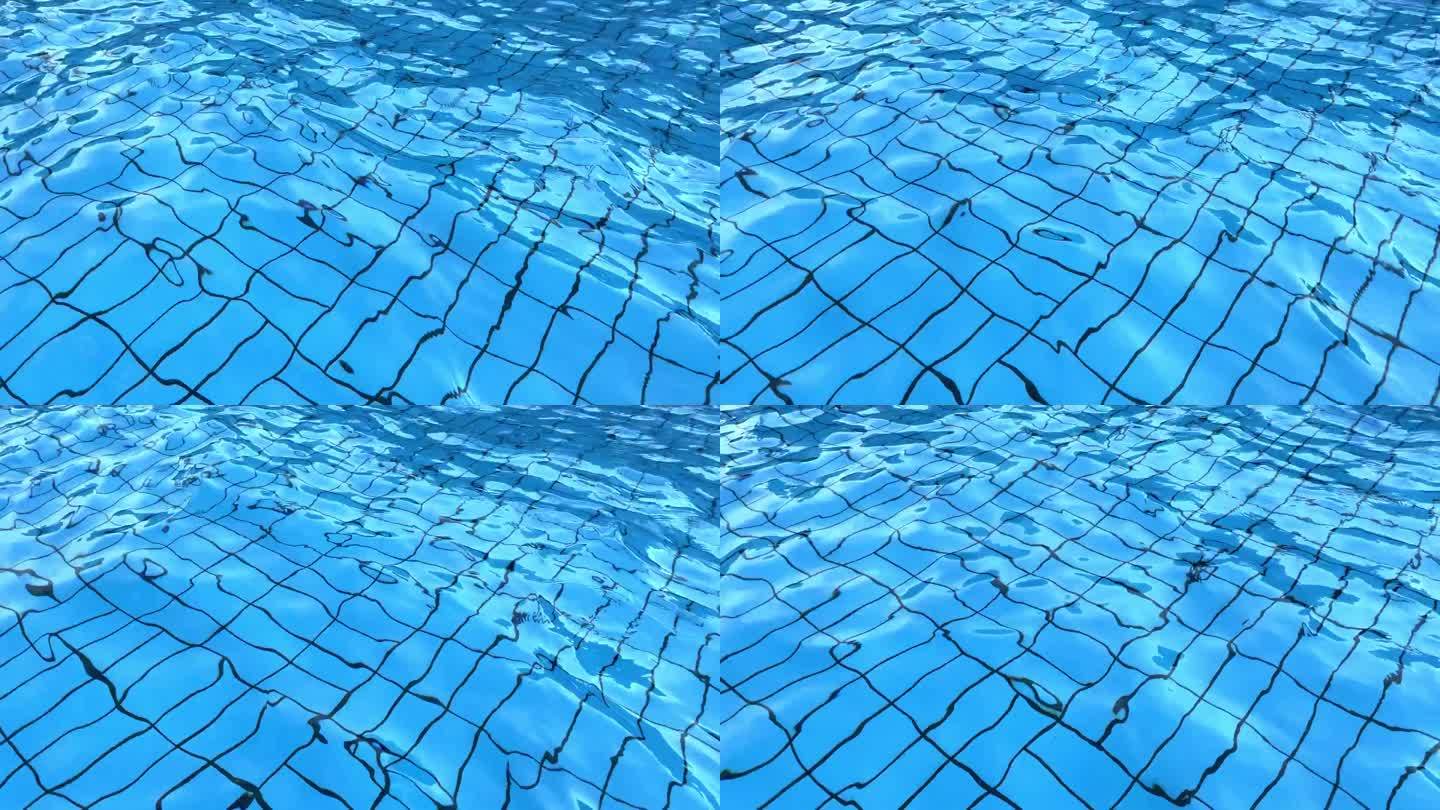 蓝色泳池水波纹 素材