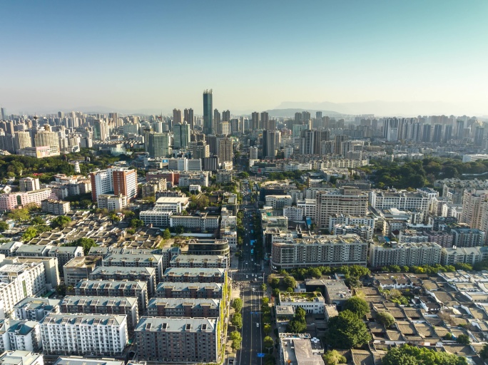 城市大景地标车流航拍延时